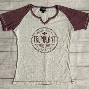 Women's Mt. Tremblant Canadian Heritage Tee - Heather Cream and Burgundy